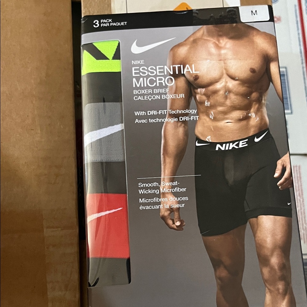 Nike Men's Essential Micro Boxer Briefs - Black, Gray, Red, Neon Green